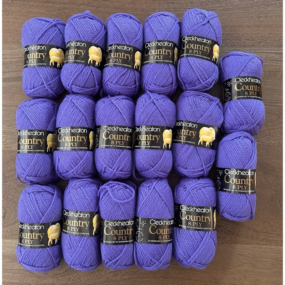 Cleckheaton‎ Country Wool Yarn 1860 Purple Lot Of 17 Washable SQ 1785 Yards SQ